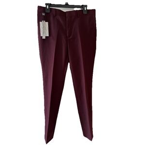Vinci Pants Mens 34x32 Burgendy Stretch Trousers UltraSlim Performance NWT $89‎